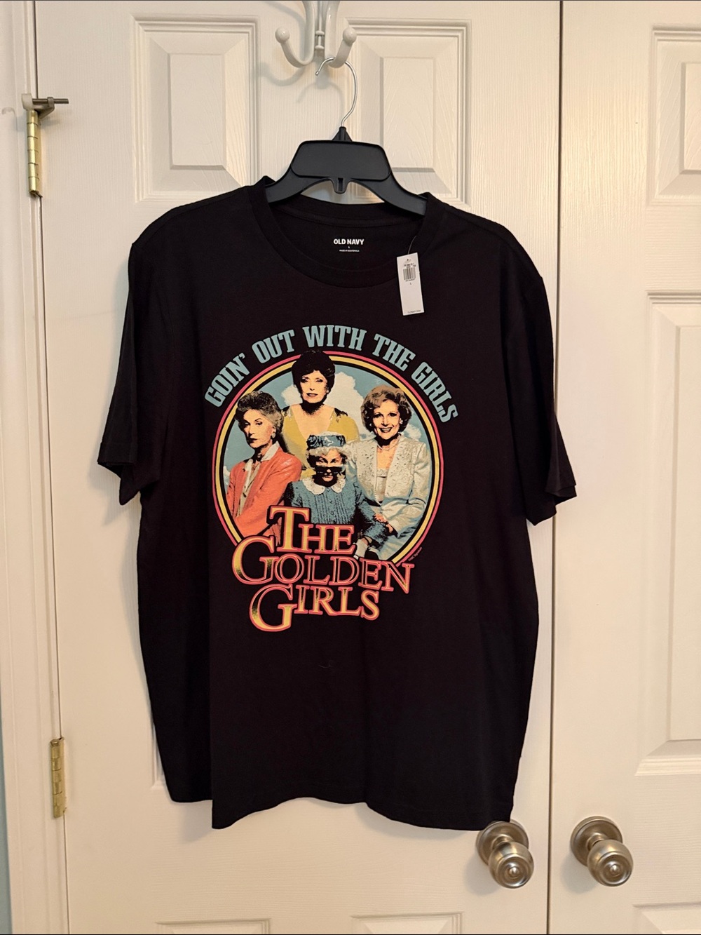 Old Navy Black Tee with Multicolor The Golden Girls Graphic L NWT